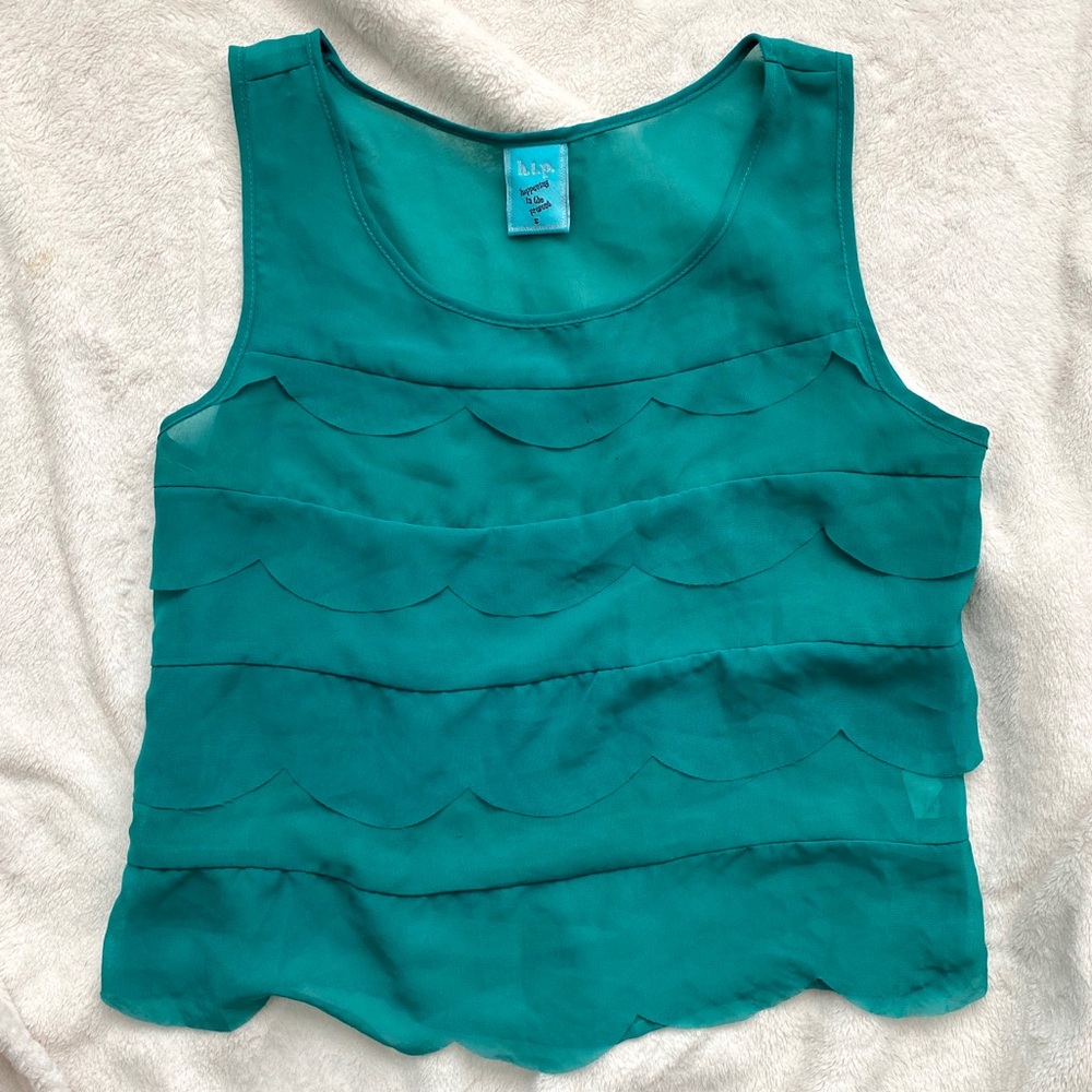 Teal Scalloped Blouse